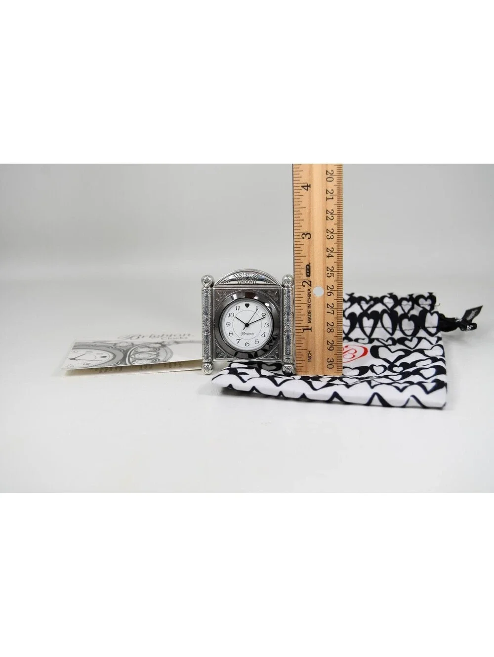 Brighton Desert Passage Tooled Silverplated Miniature Clock 2x2